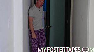 New foster stepmom Becky Bandini eagerly welcomes Judy Jolie with a warm bedroom encounter