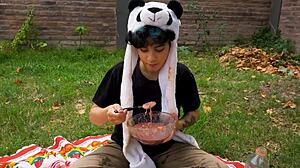 Lara's Outdoor Picnic Turns Into A Full Vomit Fetish Scene