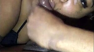 Deepthroat slut handles BBC cumshot