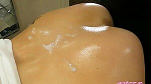 Rare full masked pervert fucks Olivia Blu with oiled tits