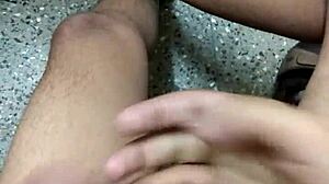 This Indian boy is masturbating his cock.