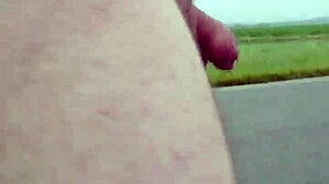 chubby guy flashes small cock outdoors in public solo
