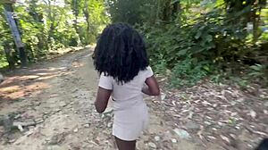 Ebony Goddess Fucks In Public Waterfall