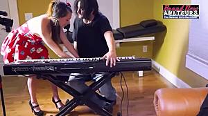 Petite busty green eyed beauty cloe sucks a cock and swallows cum