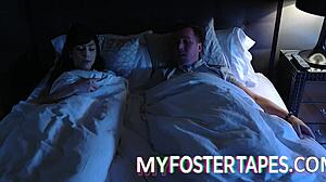 New foster stepmom Becky Bandini eagerly welcomes Judy Jolie with a warm bedroom encounter