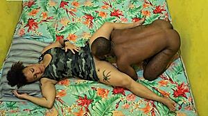 Sexy Brunette Milf Moans on Big Black Cock During Anal Creampie