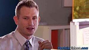 petite latina babe giving footjob to cumshot