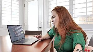 horny stepmom seduces stepson with sultry looks while riding him