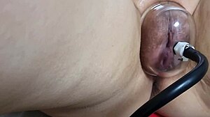 Pussy Pump Swells Chubby Woman's Lips