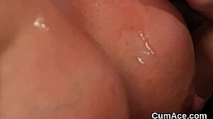 Feeling Intense Bukkake as Slutty Centerfold Swallows Cream