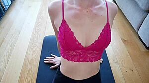 Yoga in See-Through Leggings Revealing Underwear and Corset.