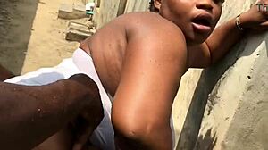 Dirty Bitch Got Fucked While Doing Laundry Outside The Compound