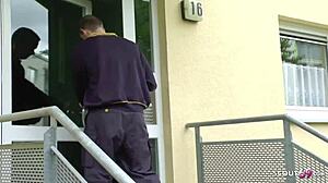 Postbote catches german teen tini and convinces her to fuck - german teen 18+