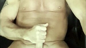 Muscular bodybuilder shoots four cum loads daily