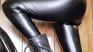 MyMistressK in leather and boots for a domination session