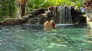 watch these blondes get intimate by the pool?