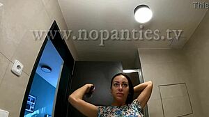 Petite Alia Shows Tight Shaved Pussy In Bathroom