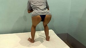young japanese teen shakes big ass for you in homemade workout