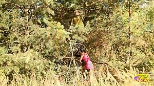 Outdoor lesbian session with blonde and brunette babes