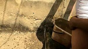 Dirty Bitch Got Fucked While Doing Laundry Outside The Compound