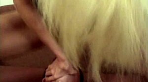 Tall Blonde Woman Facesits a Man