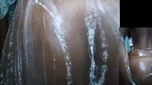 Cyndy blackslave in shower with close-up.