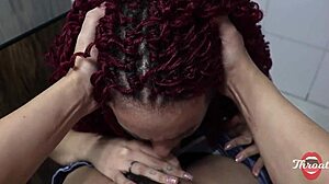 Skinny tattooed teen 18+ stepsister gives deepthroat blowjob to ex-boyfriend