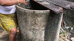 Dirty Bitch Got Fucked While Doing Laundry Outside The Compound