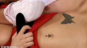 hot cum drips on big tits during titjob with sexy milf