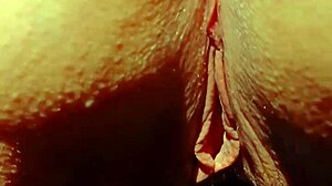 Cougar Grinds Shaved Pussy in Close-Up