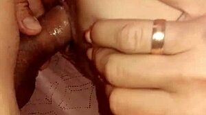 Blue dress on skinny milf with natural tits in homemade pov