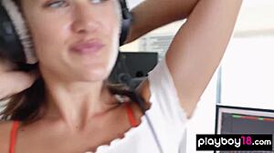 why is this naked brunette teen dj madison walker jamming to music so passionately?