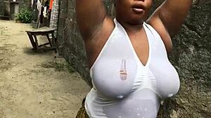 Dirty Bitch Got Fucked While Doing Laundry Outside The Compound