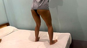 young japanese teen shakes big ass for you in homemade workout