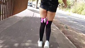 This crazy outdoor masturbation has me squirting so wet in public panties 😍