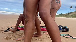 African Latina Nudists Anal Assfucking Cuckold Interracial Blowjob on Beach