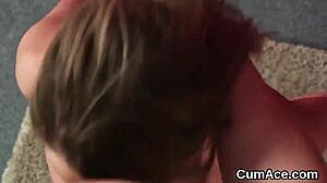 Wow, This Babe Gulps Cum In Bukkake Facial!
