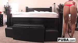 Abigail dominates Leya Falcon's ass with toy