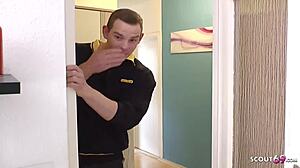 Postbote catches german teen tini and convinces her to fuck - german teen 18+