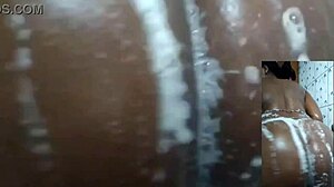 Cyndy blackslave in shower with close-up.