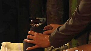 Yo, check this curvy lesbian slave with big boobs stripped for mistress! 🔥