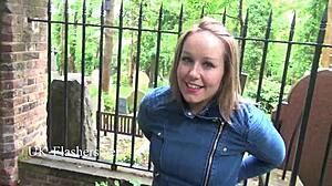 Sexy Ashley Rider Boldly Flashes Perky Tits in Public Voyeur Scene