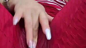 Colombian Babe Rubs Wet Pussy Through Leggings with Dirty Talk