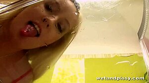 European Babe Rubs Big Tits In Piss Pool