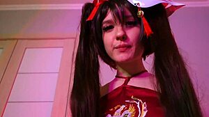 POV SPARKLE RIDES ASS AND SUCKS COCK in cosplay facial with small tits