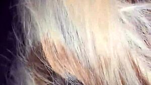 Mature blonde engages in deepthroat with big black cock