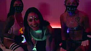 BFFs Melody Foxx, Paisley Paige, Winter Bell swap cum at festival orgy.