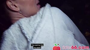 redhead kessie shy banged behind billboard in berlin 😈