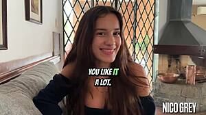 first casting with beautiful skinny 18yo brazilian teen 18+ - pov blowjob and ball licking