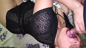 My cheating stepmom gets wet giving sneaky blowjobs